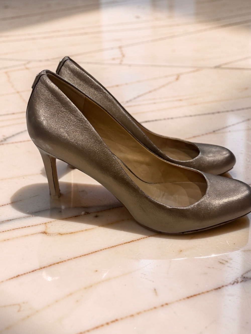 Coach Rosy Bronze Metallic Leather Round Toe Heels Size 9B